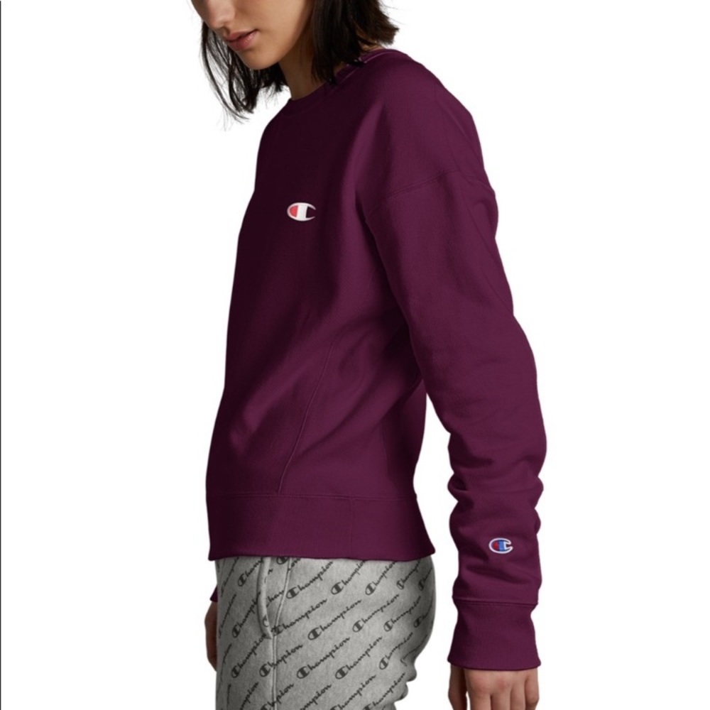Champion Reverse Weave Burgundy Crew Neck  Sweatshirt M , Like New